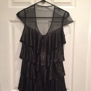 BCBG XS black layered ruffle dress